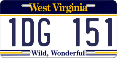 WV license plate 1DG151