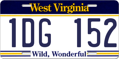 WV license plate 1DG152