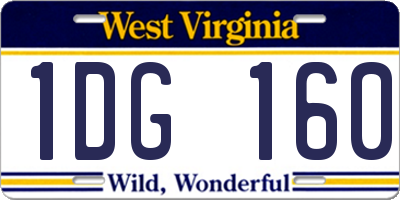 WV license plate 1DG160