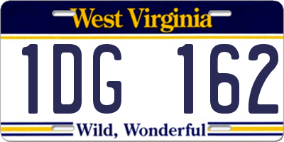 WV license plate 1DG162