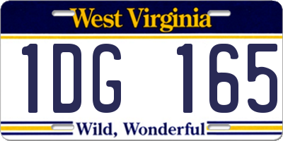 WV license plate 1DG165