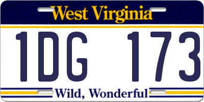 WV license plate 1DG173