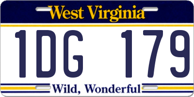 WV license plate 1DG179