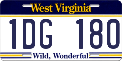 WV license plate 1DG180