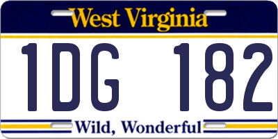WV license plate 1DG182