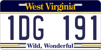WV license plate 1DG191