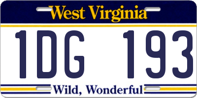 WV license plate 1DG193
