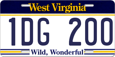 WV license plate 1DG200