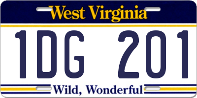 WV license plate 1DG201