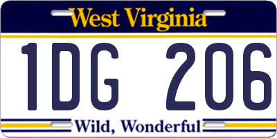 WV license plate 1DG206