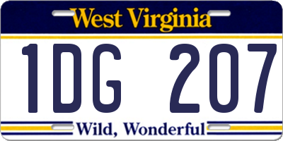 WV license plate 1DG207