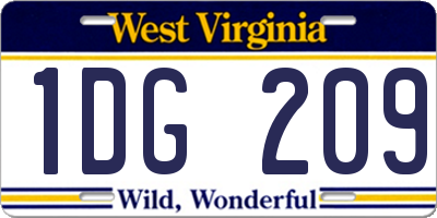 WV license plate 1DG209