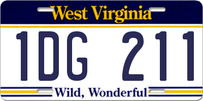 WV license plate 1DG211