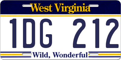 WV license plate 1DG212