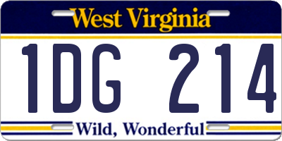 WV license plate 1DG214