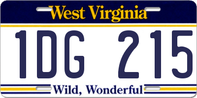 WV license plate 1DG215