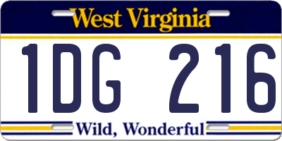 WV license plate 1DG216