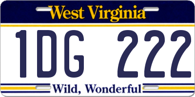 WV license plate 1DG222