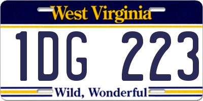 WV license plate 1DG223