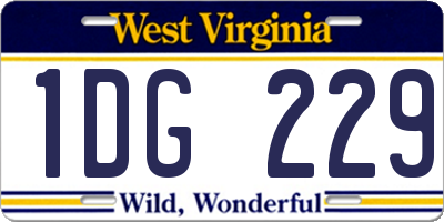 WV license plate 1DG229