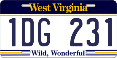 WV license plate 1DG231