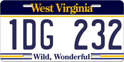 WV license plate 1DG232
