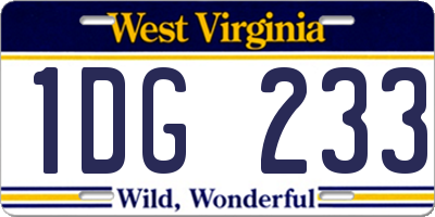 WV license plate 1DG233