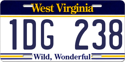 WV license plate 1DG238