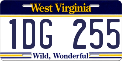 WV license plate 1DG255
