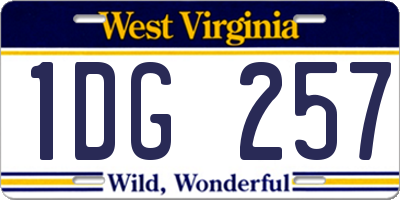 WV license plate 1DG257