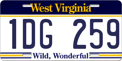 WV license plate 1DG259