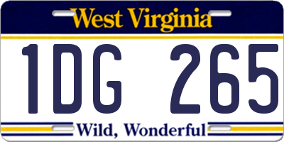 WV license plate 1DG265