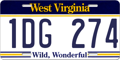 WV license plate 1DG274