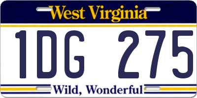 WV license plate 1DG275