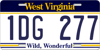 WV license plate 1DG277