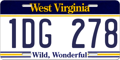 WV license plate 1DG278