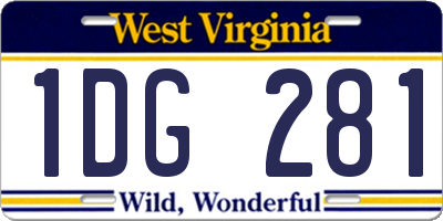 WV license plate 1DG281