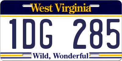 WV license plate 1DG285