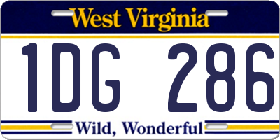 WV license plate 1DG286