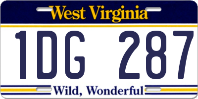 WV license plate 1DG287