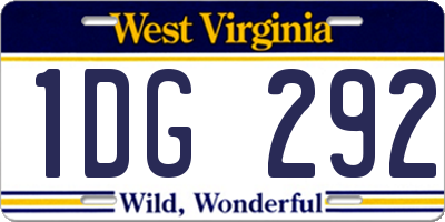 WV license plate 1DG292