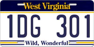 WV license plate 1DG301