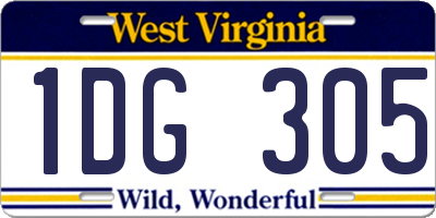 WV license plate 1DG305