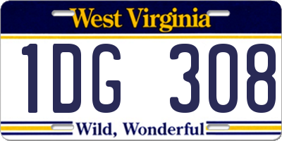WV license plate 1DG308