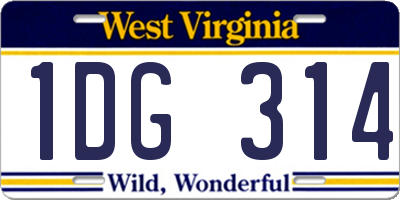 WV license plate 1DG314