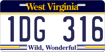 WV license plate 1DG316