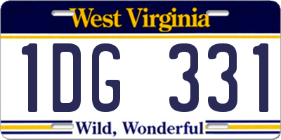 WV license plate 1DG331