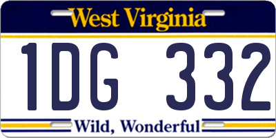 WV license plate 1DG332