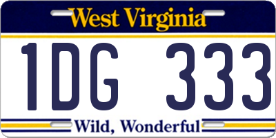 WV license plate 1DG333