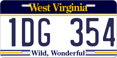 WV license plate 1DG354